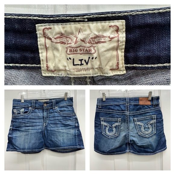 Big Star Liv thick stitch denim jean shorts women's 28 - Picture 1 of 6